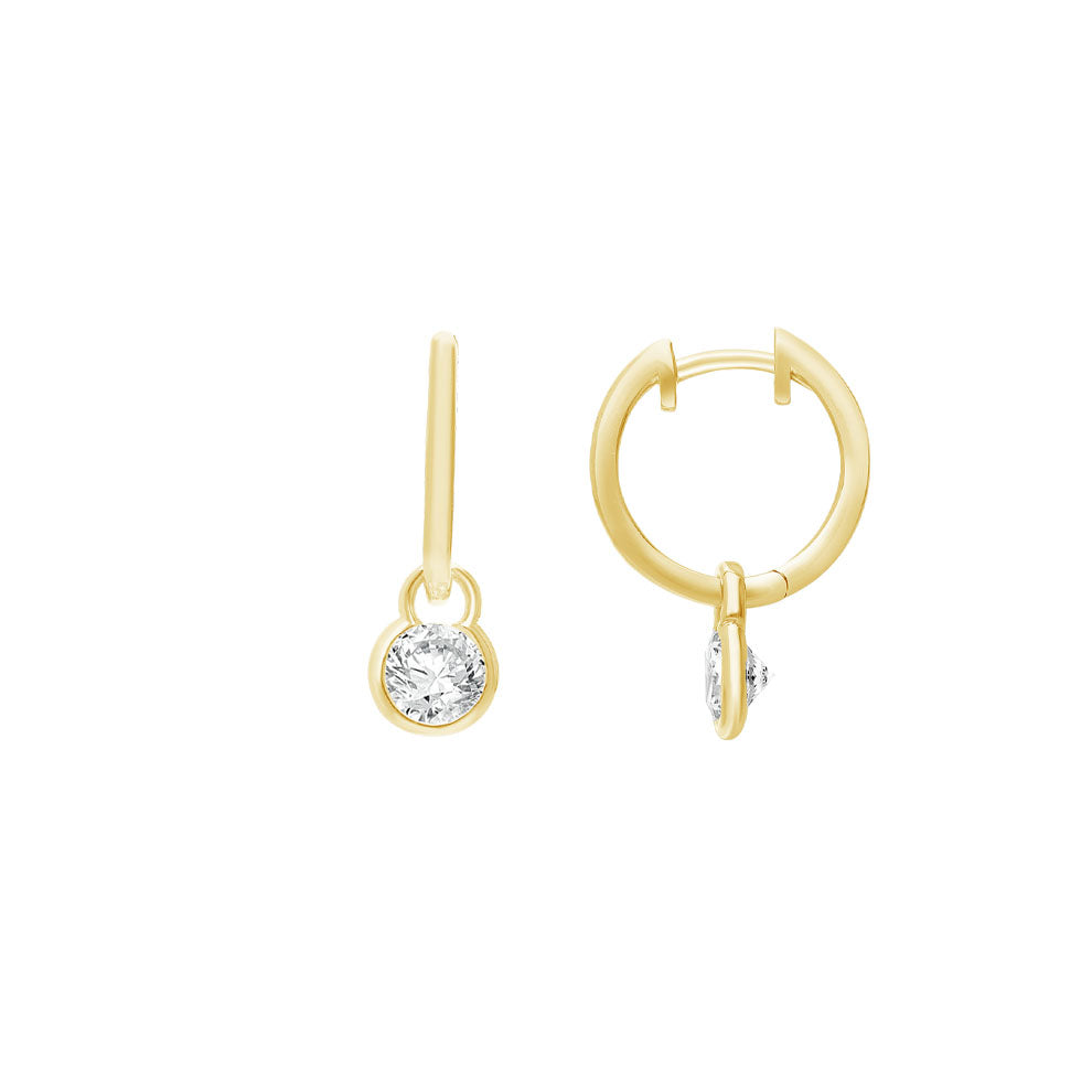 Diamond Bezel Drop Hoop Earrings - LG 2.00ct (40935)