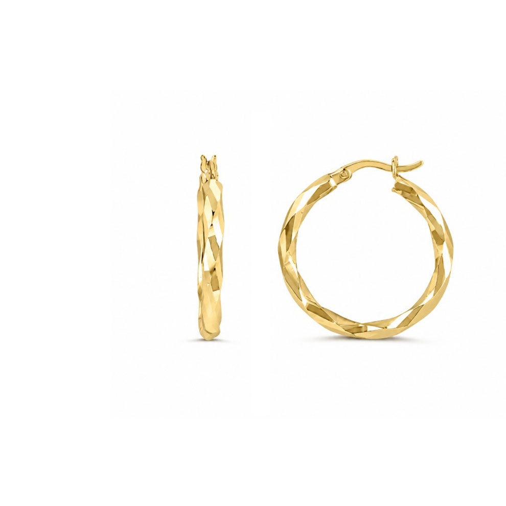 Gold Diamond Cut Twisted Hoops 25mm (40996)