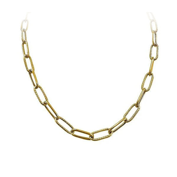 Gold Patterned Paperclip Link Chain 18 inch (38561)
