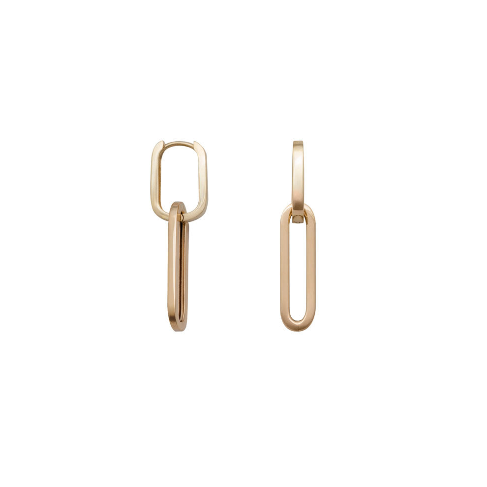 Gold Oval Drop Hoop Earrings (39734)