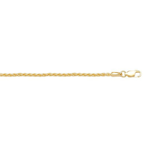 Gold Solid Wheat Link Chain 1.3mm 16in (31794)