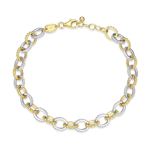 Sterling Silver and Yellow Gold Plated Alternating Bracelet (40601)