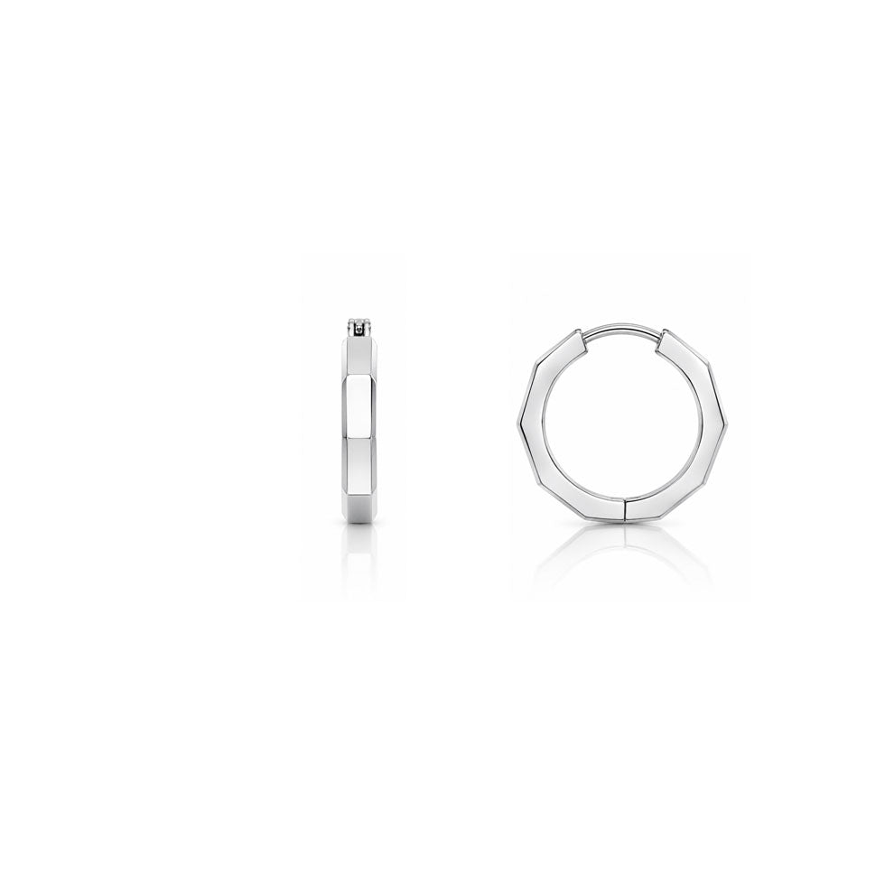Gold Octagonal Huggies Earrings (40926)