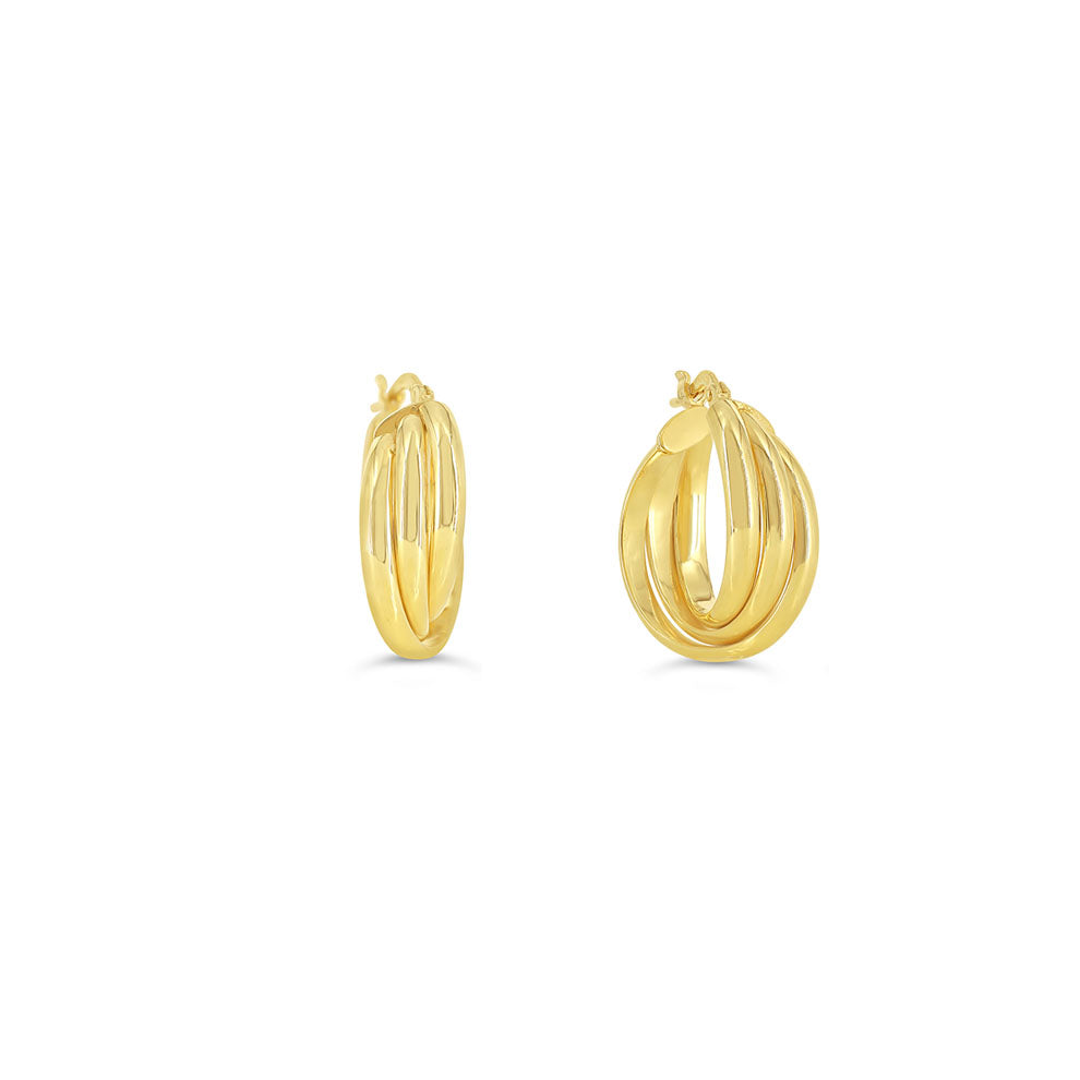 SempreORO Earrings - 3 Row Crossover Hoops (41118)