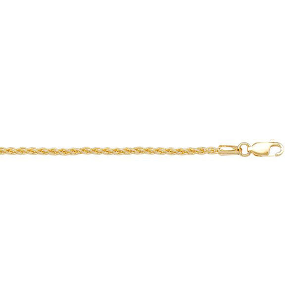 Gold Solid Squared Wheat Link Chain 0.8mm 18in (37339)