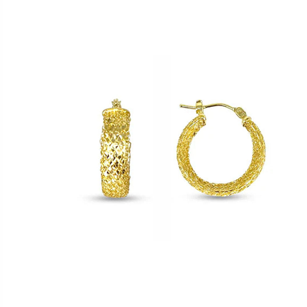 Gold Mesh Hoop Earrings 18mm (37813)