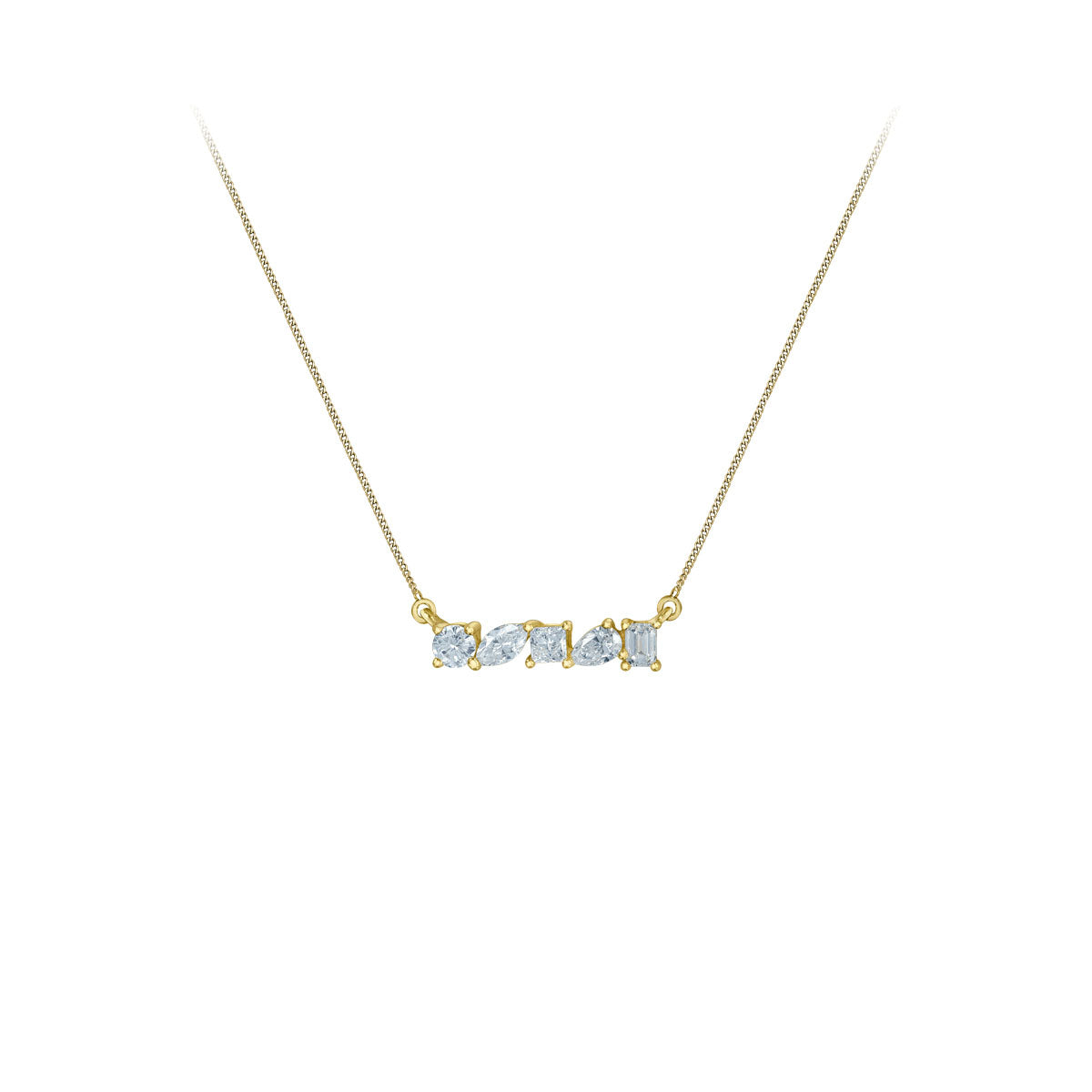 Diamond Mixed Cut Bar Necklace - LG .50ctTW (39443)