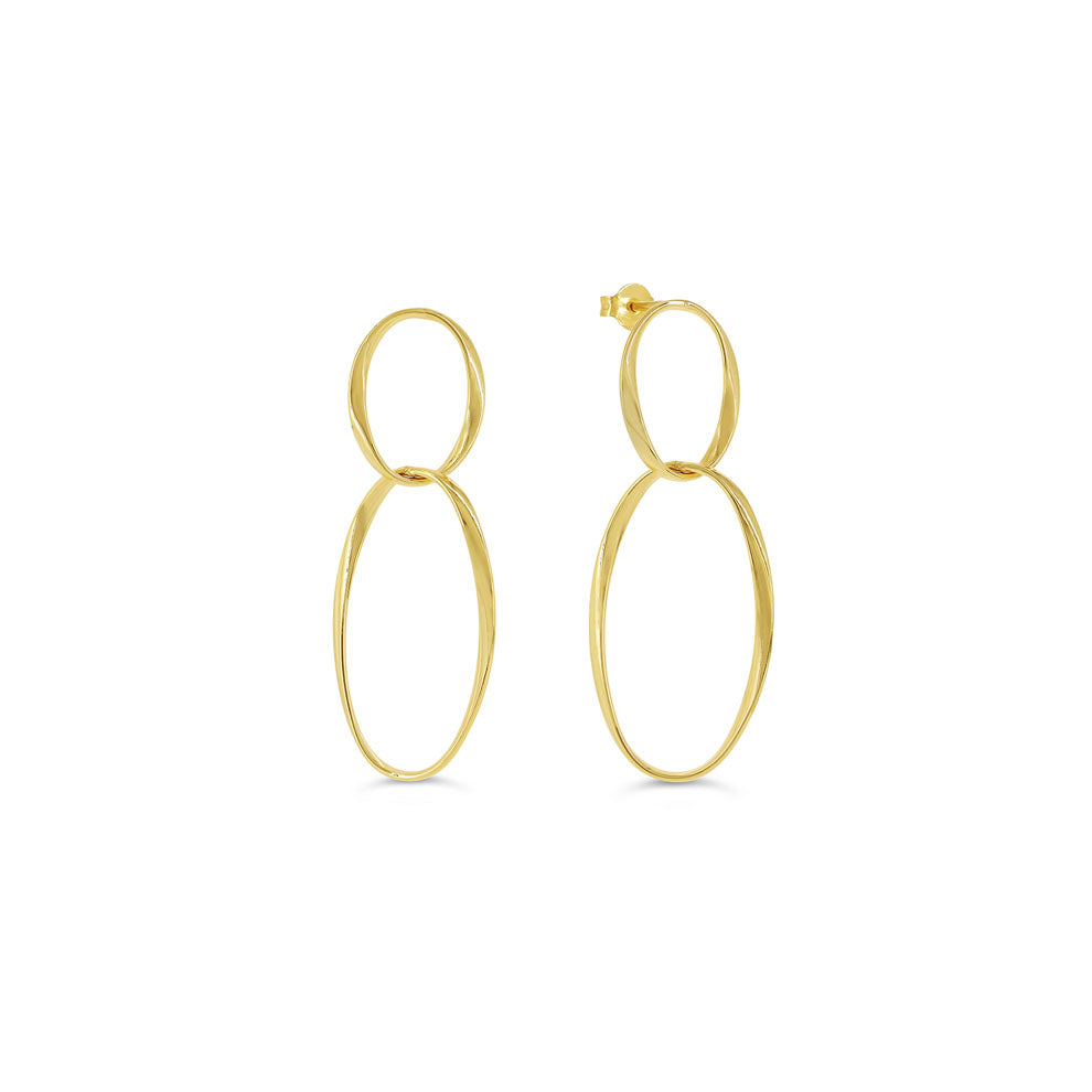 Sempre ORO Earrings - 2 Link Drop Studs (41131)