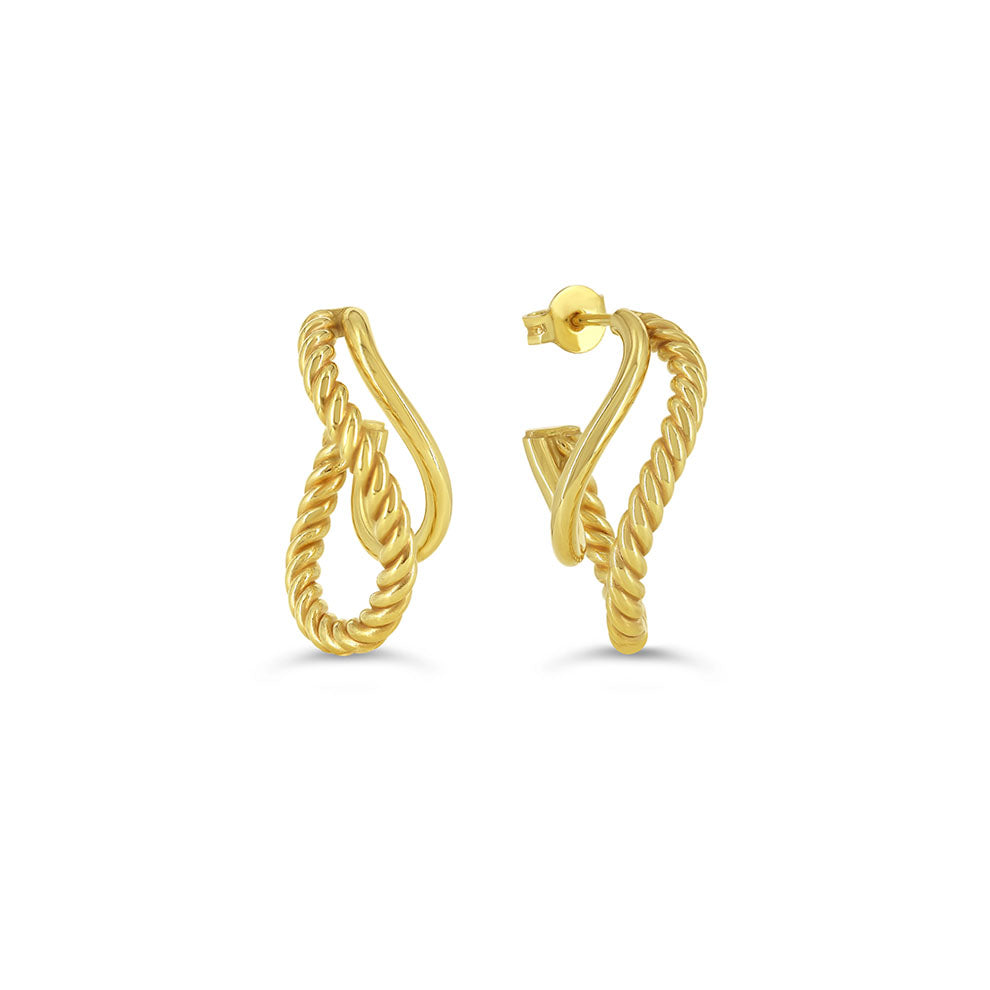 Sempre ORO Earrings - 2 Row Twisted J-Studs (41126)