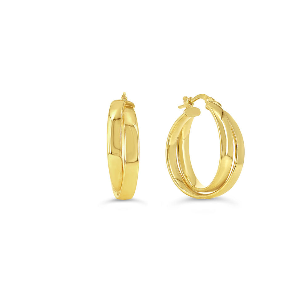 Sempre ORO Earrings - 2 Row Crossover Hoop (41125)