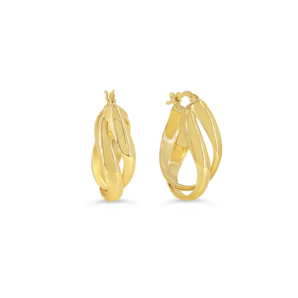 Sempre ORO Earrings - Double Twist Oval Hoops (41124)