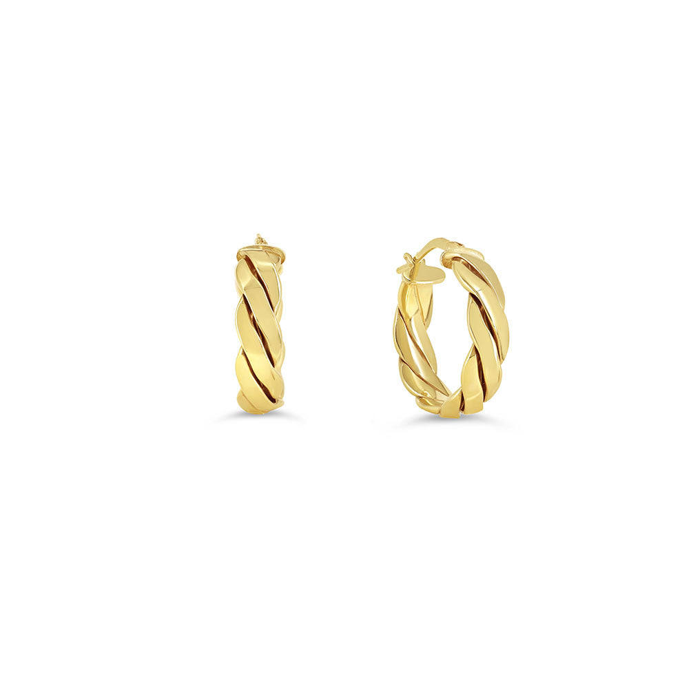 SempreORO Earrings - Rope Twist Hoops (41123)