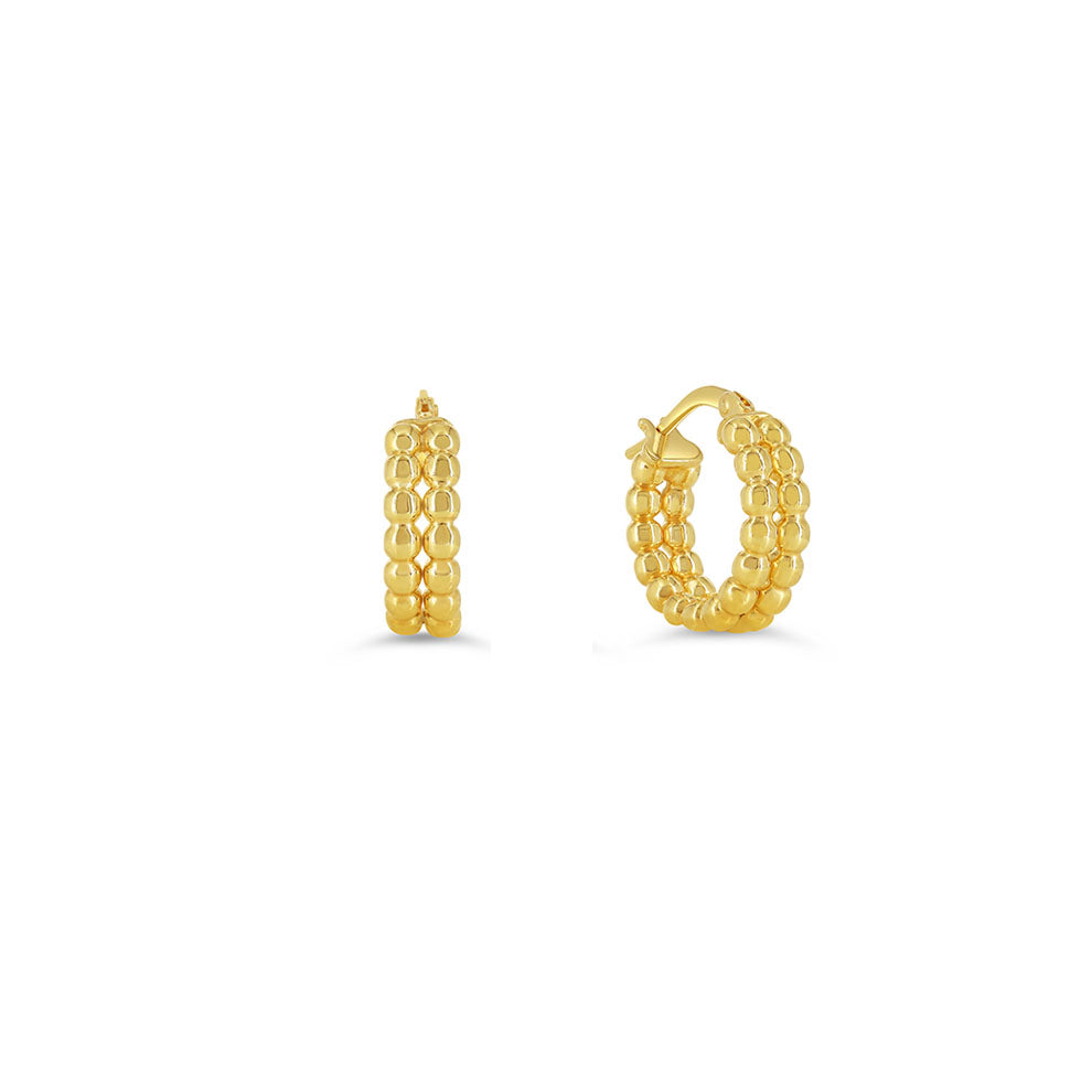Sempre ORO Earrings - Small 2 Row Bead Hoops (41136)