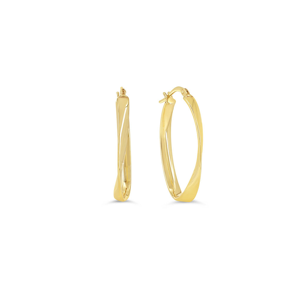Sempre ORO Earrings - Small Slight Bend Oval Hoops (41147)