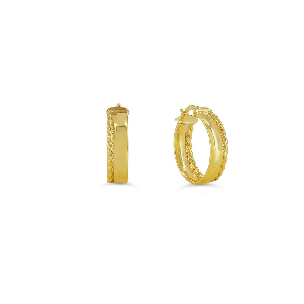 Sempre ORO Earrings - Small Rope Edge Hoops (41144)