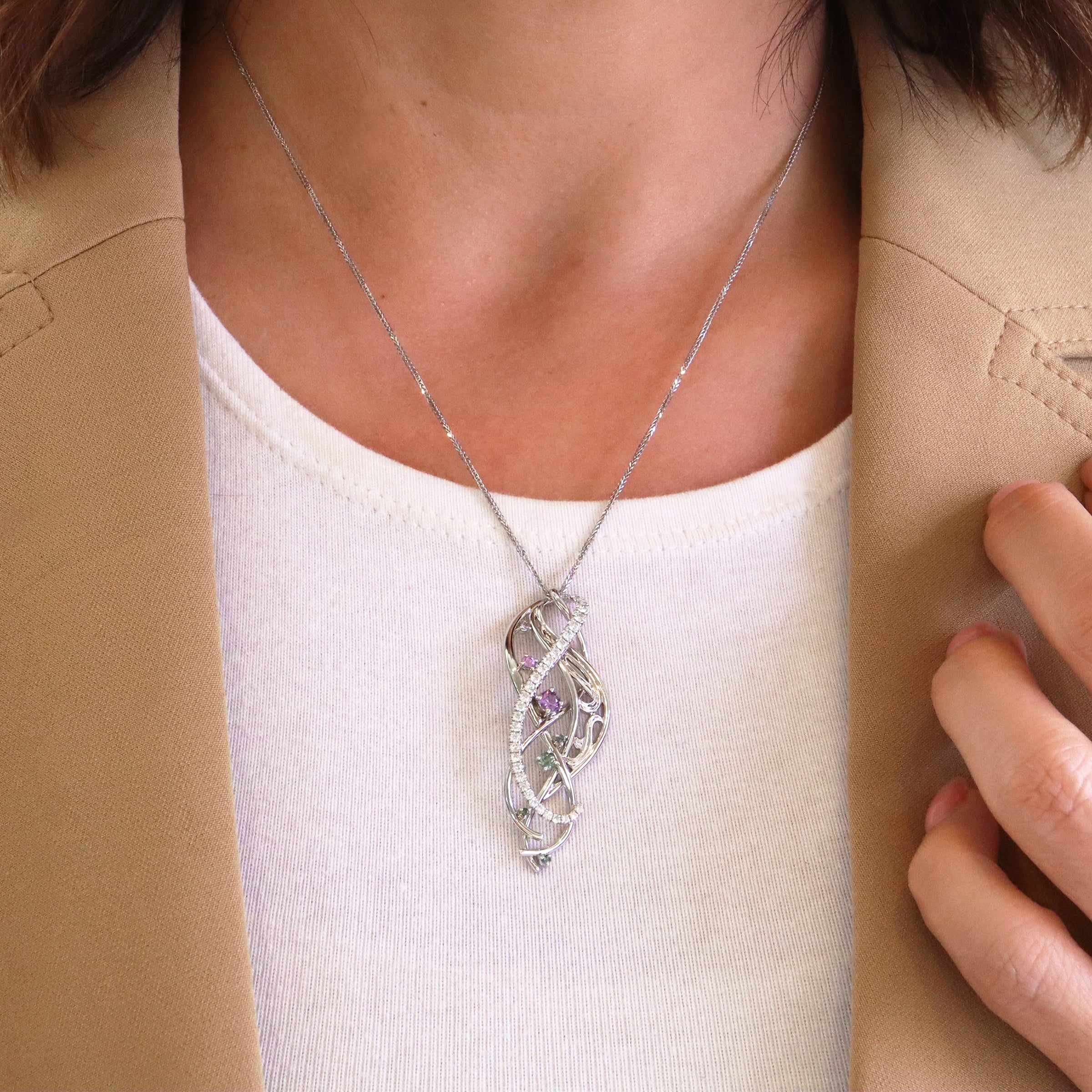 Genuine Sapphire and Canadian Diamond Custom Pendant (39726)