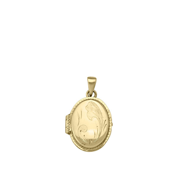 Gold Oval Engraved Locket (29327)