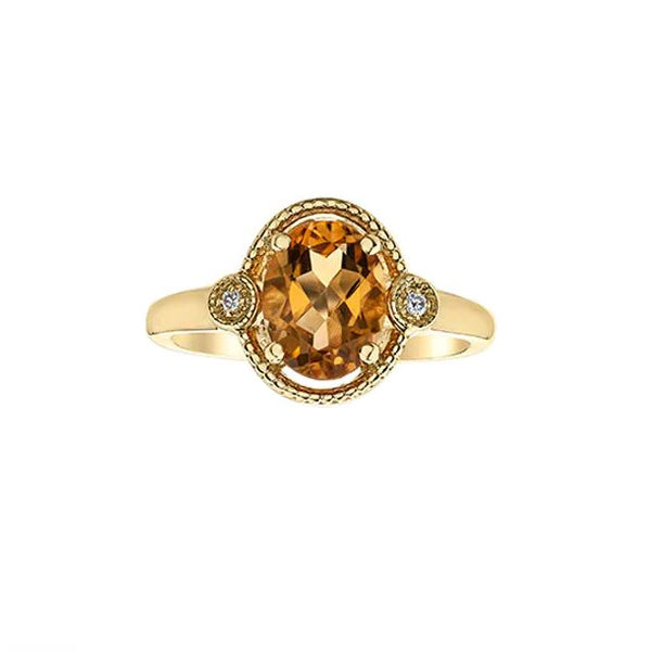 Genuine Citrine and Diamond Ring (33443)