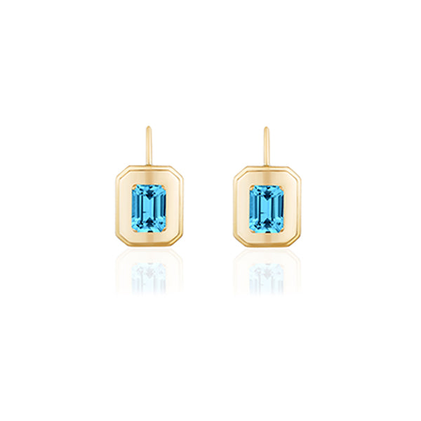 Genuine Blue Topaz Bezel Set Earrings (38001)