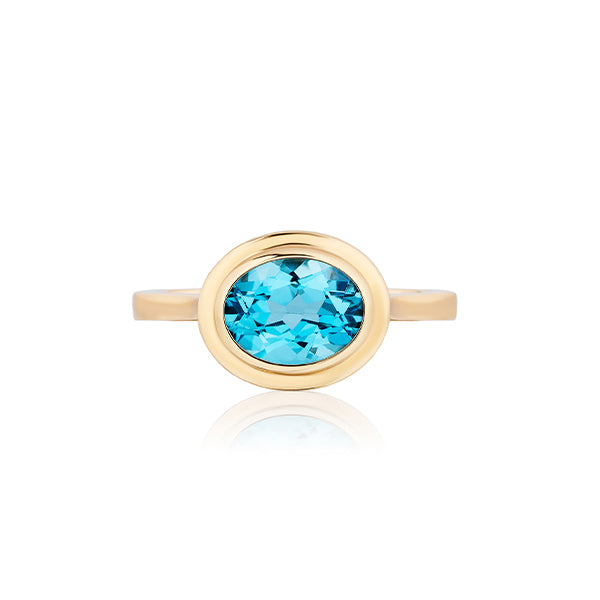 Genuine Blue Topaz Bezel Ring (38003)