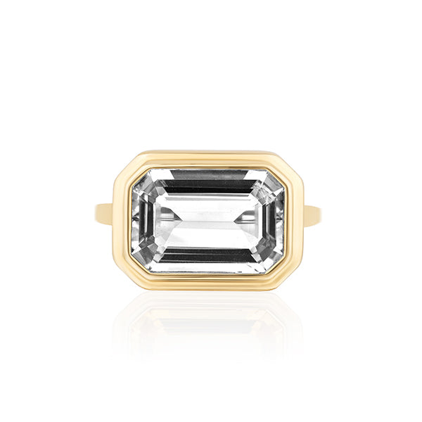 Genuine Rock Crystal Bezel Ring (38019)