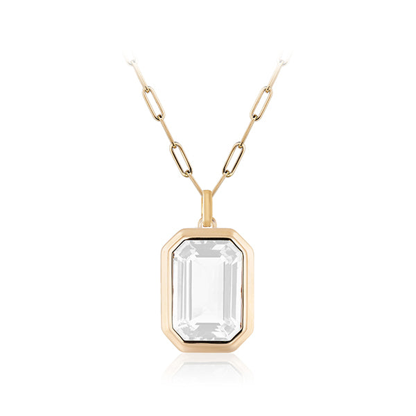 Genuine Moon Quartz Bezel with Paperclip Chain (38020)