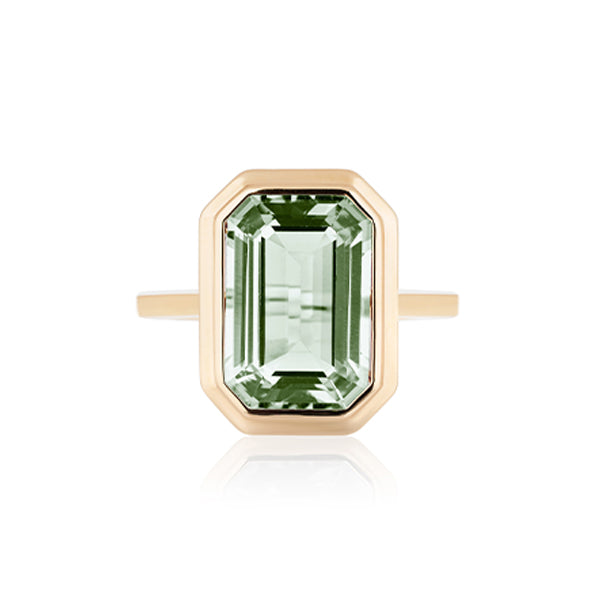 Genuine Prasiolite Bezel Ring (38026)