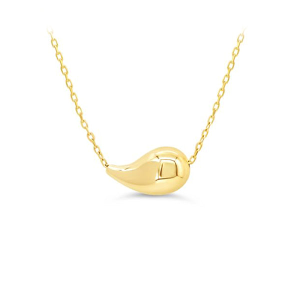 Gold Puffed Tear Drop Pendant (38233)