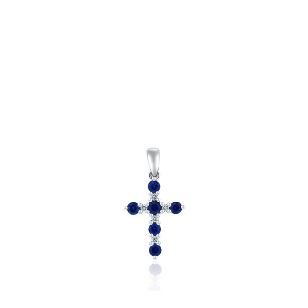 Genuine Sapphire and Diamond Cross Pendant (38845)