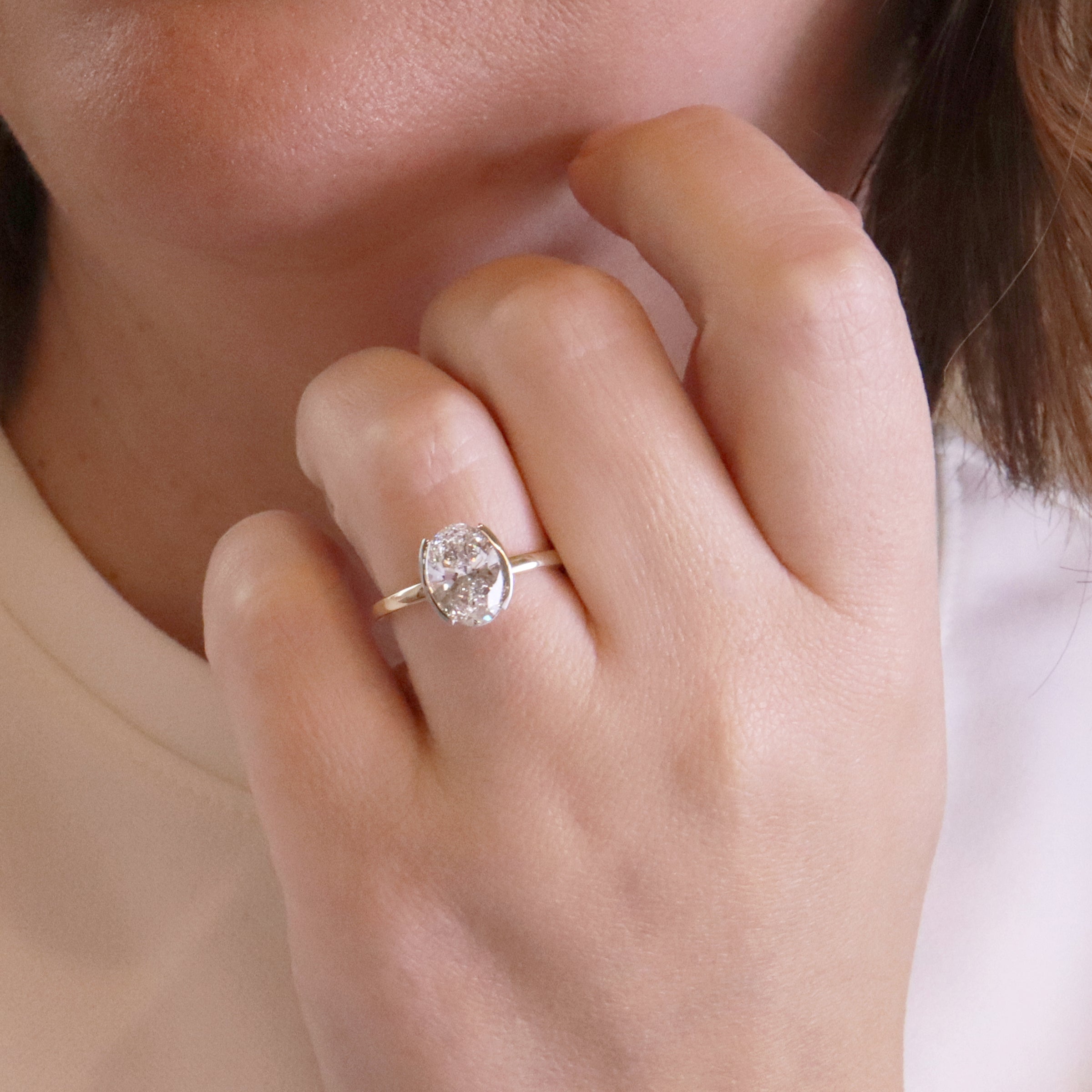 Diamond Oval Solitaire Engagement Ring - LG 2.12ct (40462)