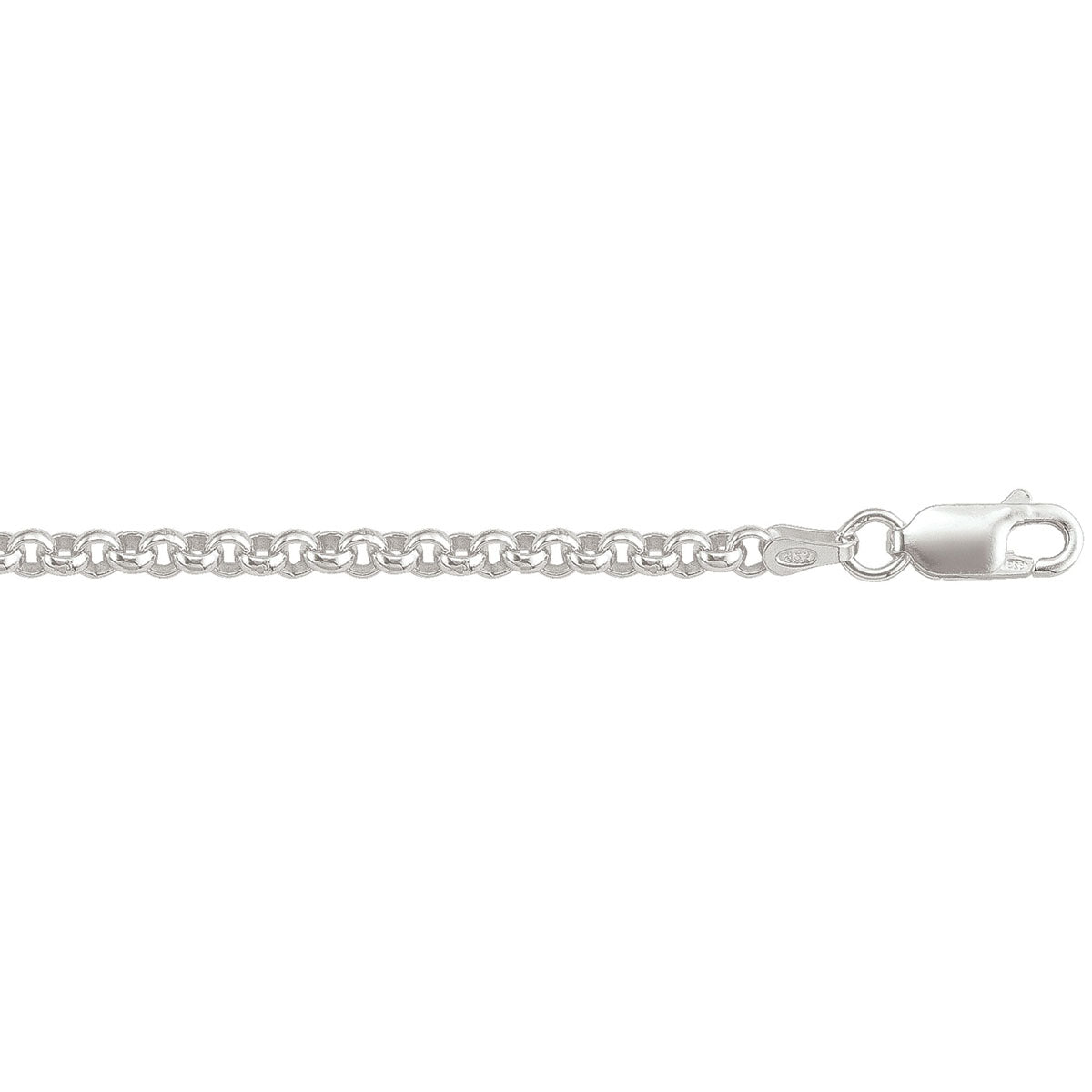 Sterling Silver Hollow Rolo Link Bracelet 7.5in (40476)