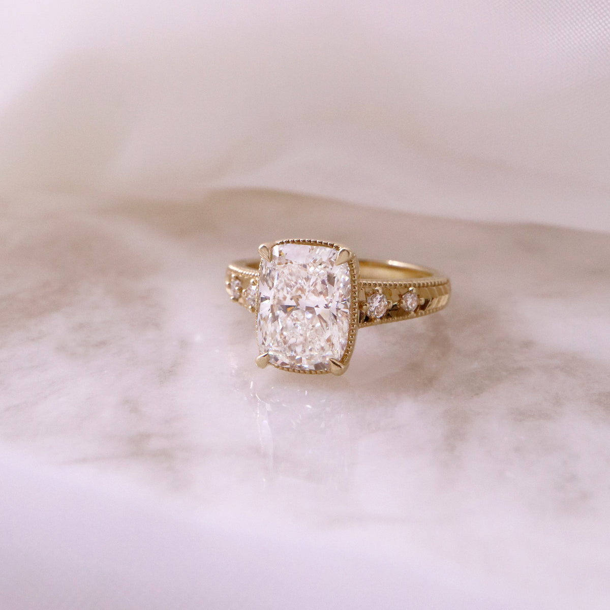 Diamond Accented Vintage Engagement Ring - LG 3.18ct (41057)