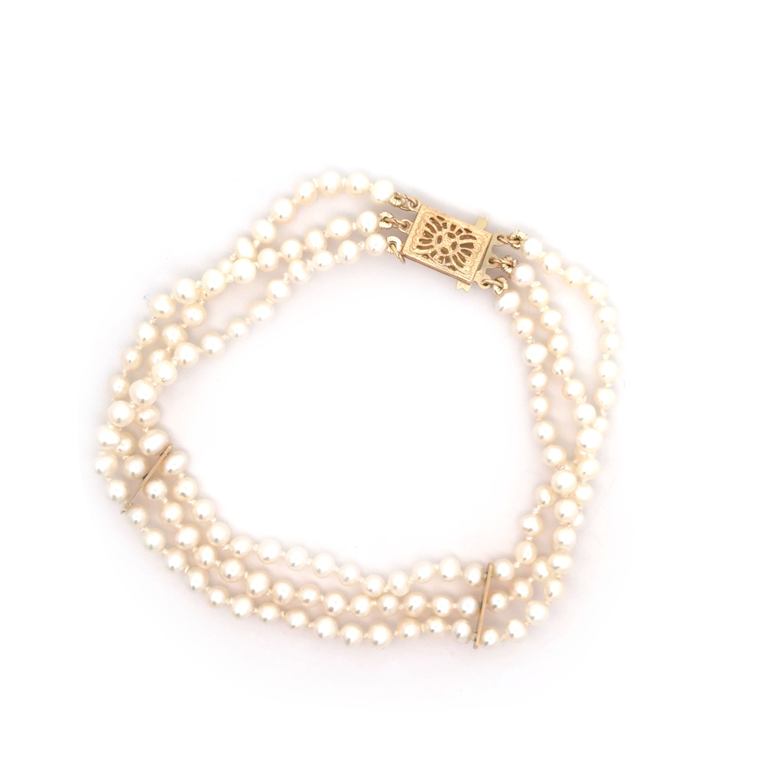 Genuine Fresh Water Pearl 3 Strand Bracelet (47086)