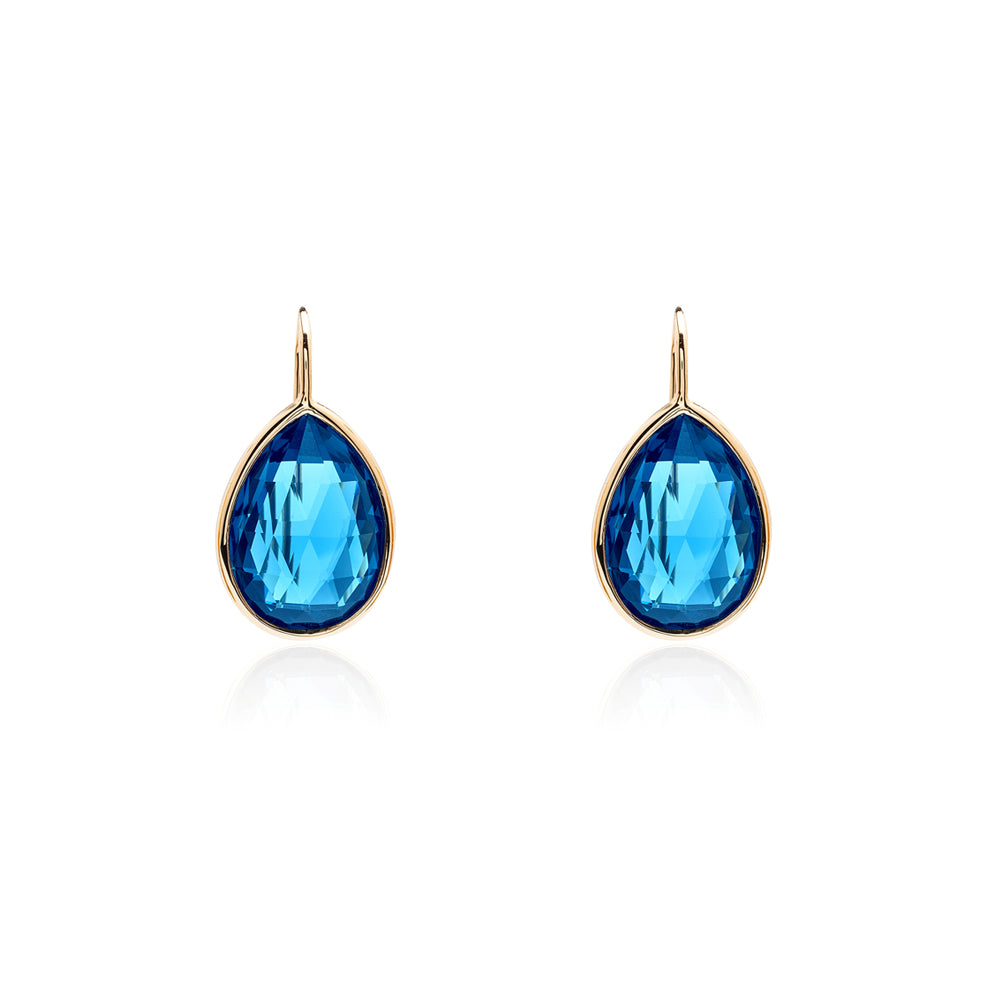 Genuine London Blue Topaz Bezel Earrings (40831)