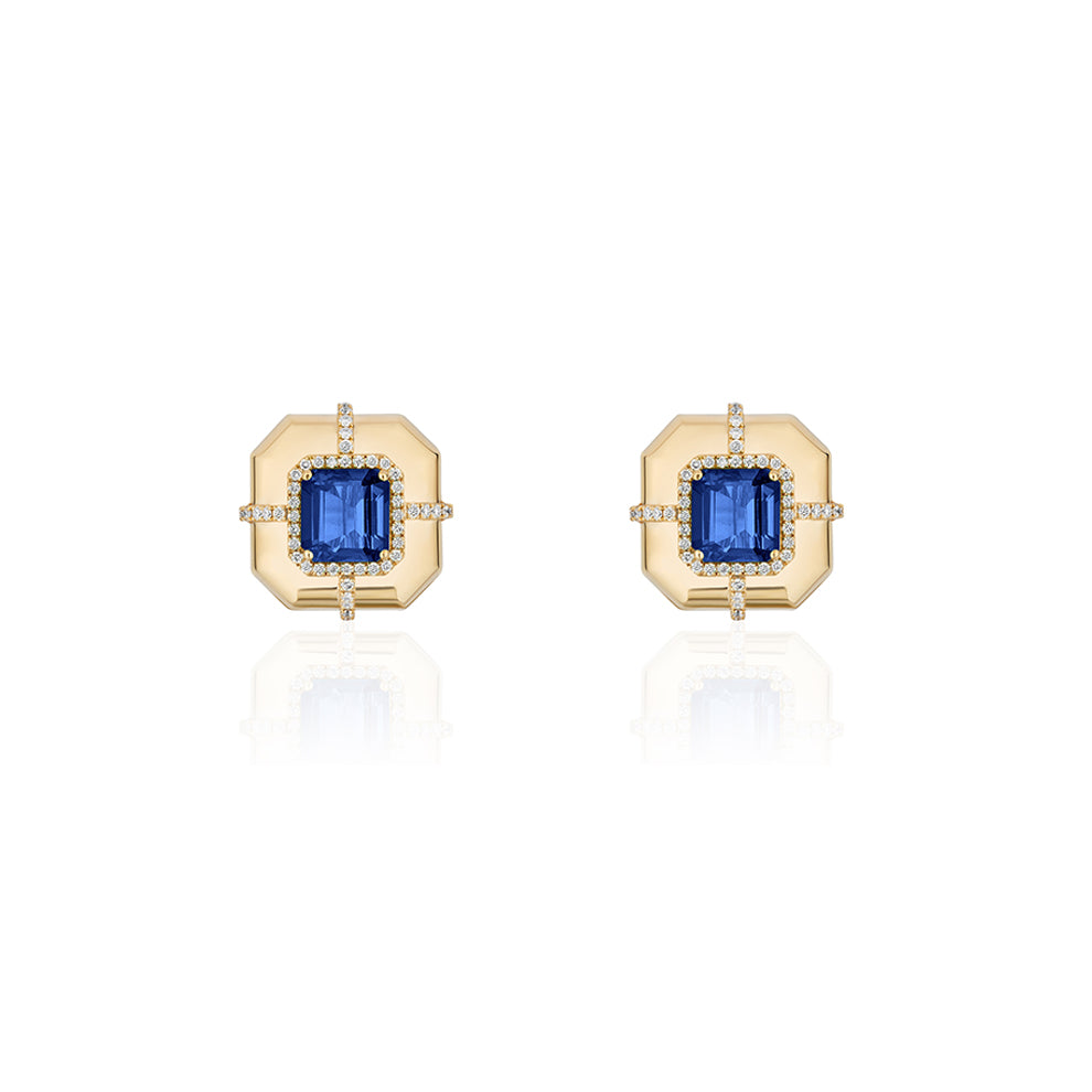 Genuine London Blue Topaz and Diamond Halo Stud (40835)