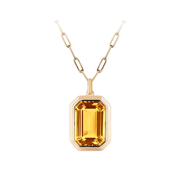 Genuine Citrine Bezel with Paperclip Chain (40840)
