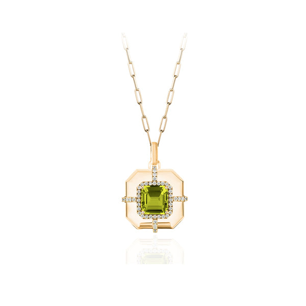 Genuine Peridot and Diamond Necklace (40842)