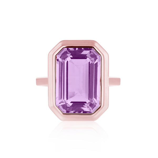 Genuine Lavender Amethyst Bezel Ring (40845)