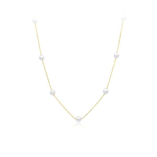 Genuine Pearl Station Necklace (40968)