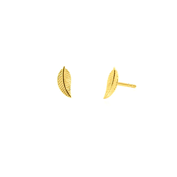 Gold Feather Stud Earrings (40970)