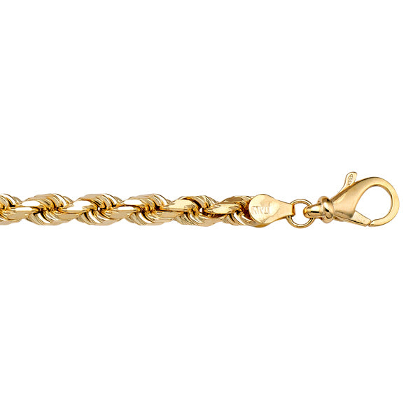 Gold Diamond Cut Rope Link Bracelet 7in (41031)