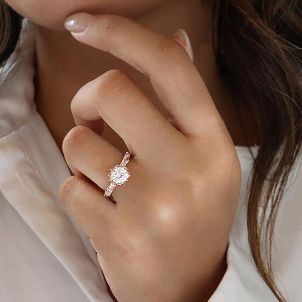 Genuine Moissanite And Diamond Ring (34531)