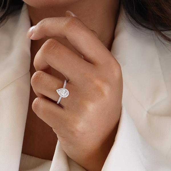 Canadian Maple Leaf Diamond Pear Halo Engagement Ring (35267)