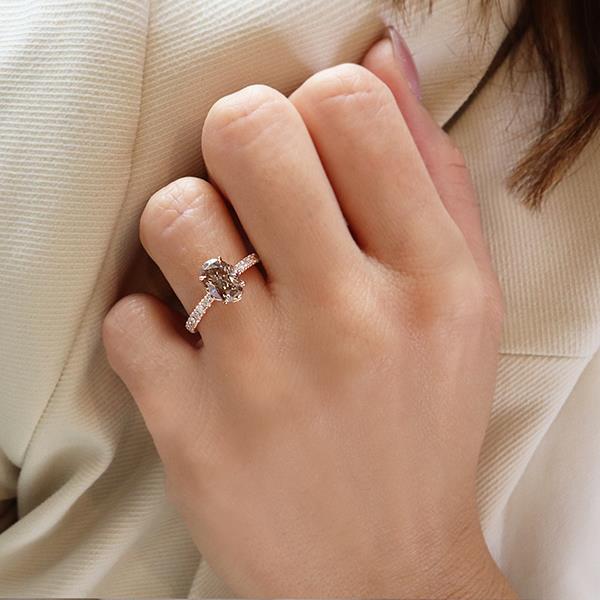 Diamond Custom Oval Champagne Engagement Ring (37414)