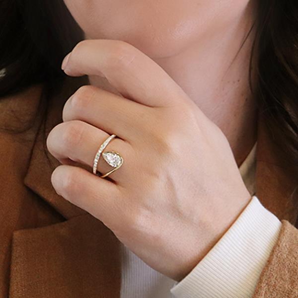 Diamond Pear Twist Engagement Ring - LG 1.25ct (38675)