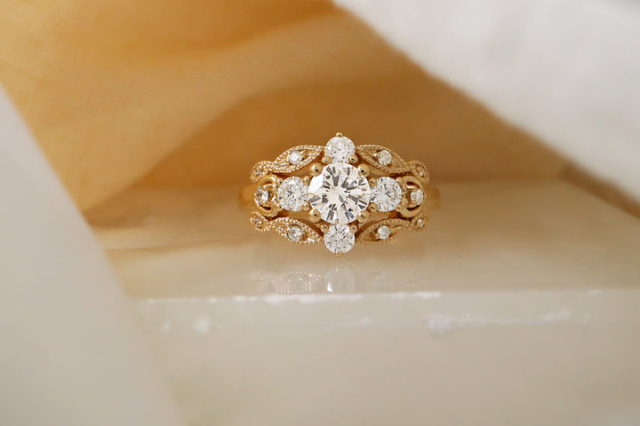 Unique Diamond Engagement Ring Setting vintage women Half Eternity Ban –  HelloRing