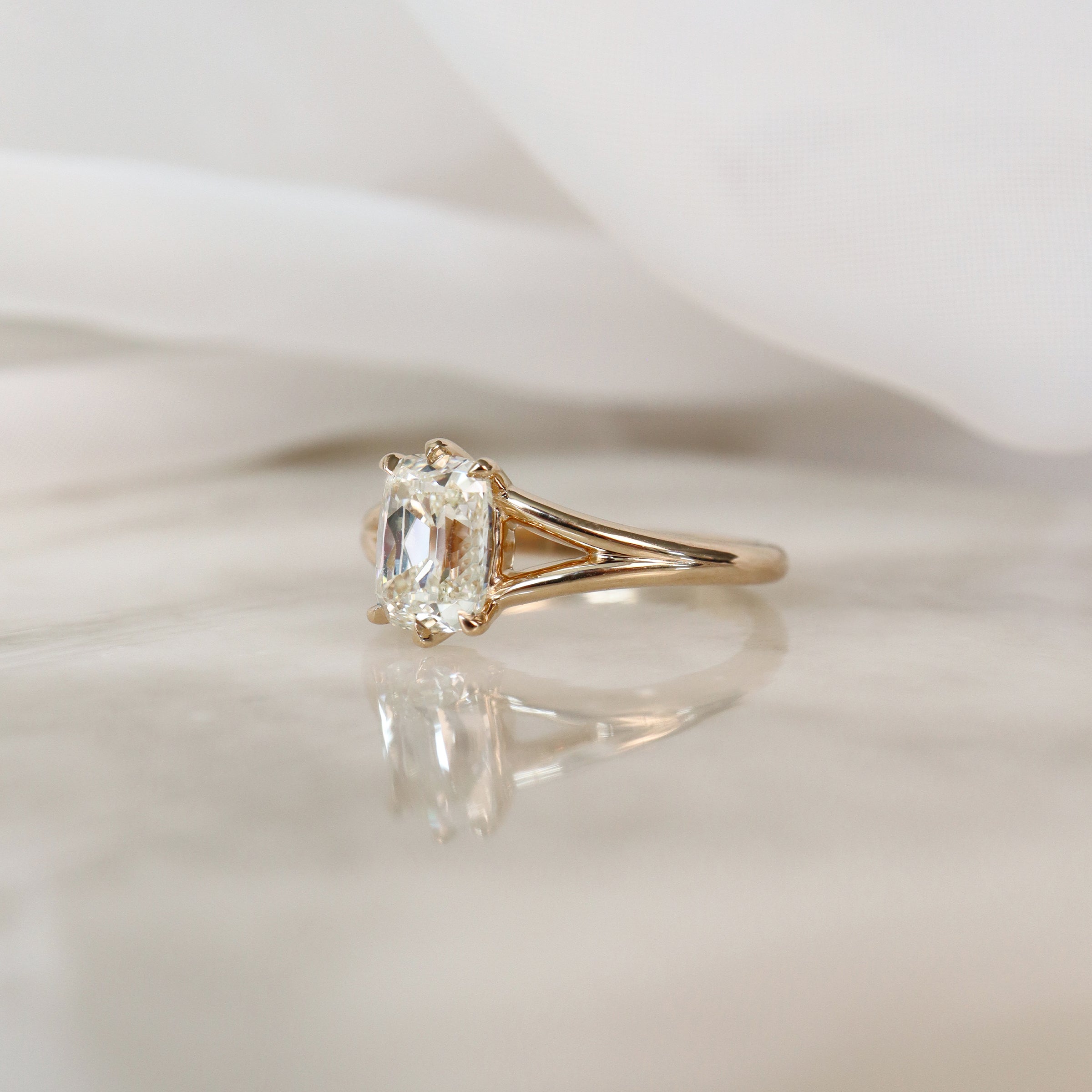 Diamond Old Mine Cut Solitaire Engagement Ring 1.51ct (40920)