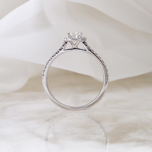 Canadian Maple Leaf Diamond Halo Engagement Ring (35804)