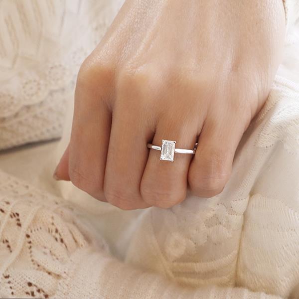 Diamond Custom Emerald Cut Solitaire Engagement Ring (36000)