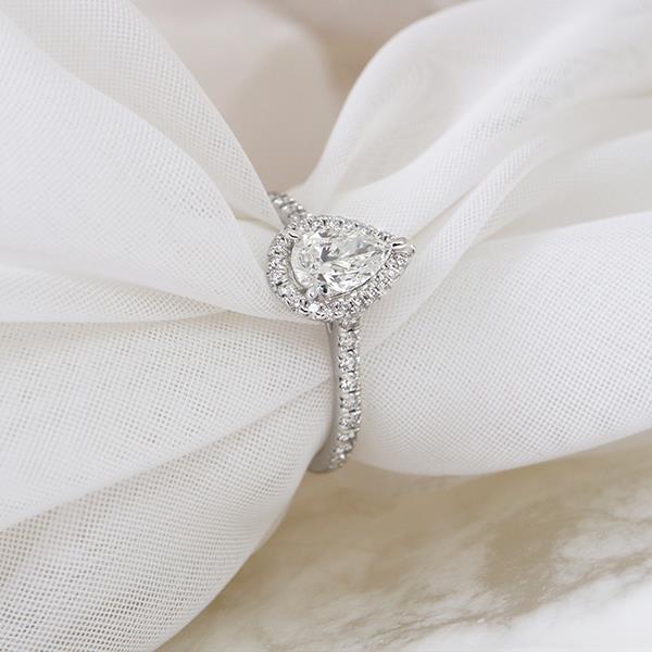 Canadian Maple Leaf Diamond Pear Halo Engagement Ring (35267)